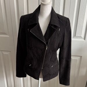 Cynthia Rowley Textured Black Bomber Jacket
